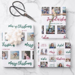 Any Text Photo Collage Brushed Red Green Christmas Wrapping Paper Sheet<br><div class="desc">Celebrate the simple joys of the holidays with stylish custom photo collage Christmas wrapping paper sheets. The pictures and all wording on this template are simple to personalize. Change "Merry Christmas" and "Joyful Wishes" to "Happy Holidays, Seasons Greetings, " or other text of your choice. An additional line of text...</div>