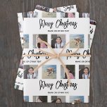 Any Text Photo Collage Brushed Script Christmas Wrapping Paper Sheet<br><div class="desc">Celebrate the simple joys of the holidays with stylish custom photo collage Christmas wrapping paper sheets. The pictures and all wording on this template are simple to personalize. Change "Merry Christmas" and "Joyful Wishes" to "Happy Holidays, Seasons Greetings, " or other text of your choice. An additional line of text...</div>
