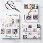 Any Text Photo Collage Modern Script Christmas Wrapping Paper Sheet<br><div class="desc">Celebrate the simple joys of the holidays with stylish custom photo collage Christmas wrapping paper sheets. The pictures and all wording on these templates are simple to personalize. Change "Merry Christmas" and "Joyful Wishes" to "Happy Holidays, Seasons Greetings, " or other text of your choice. An additional line of text...</div>