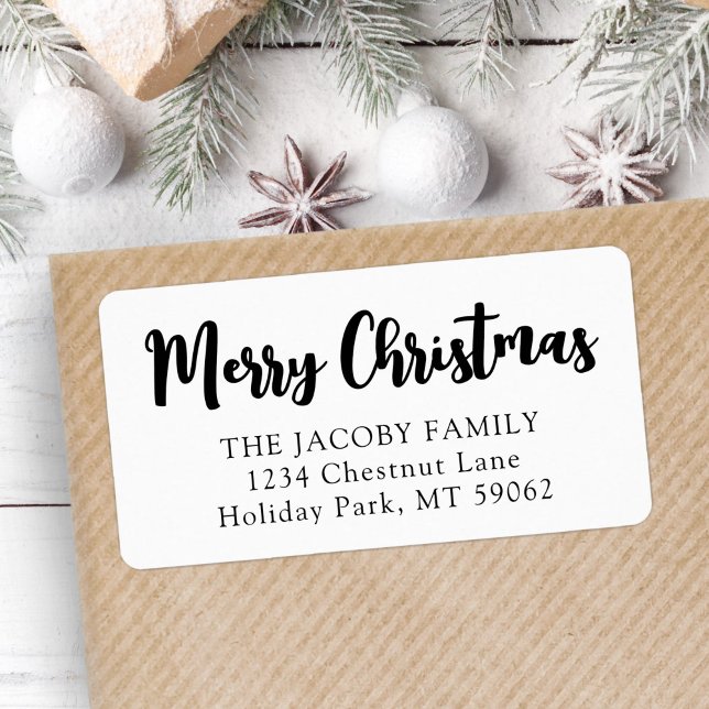 Any Text Script Merry Christmas Return Address Label (Creator Uploaded)