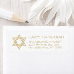 Any Text Star of David Hanukkah Return Address<br><div class="desc">Add the perfect holiday, invitation, or thank you card finishing touch with these elegant white and gold return address labels. The gold is non-metallic printed colour, not foil. All text can easily be customized with any greeting, name, and address. Design features a chic stylish geometric Star of David with simple...</div>