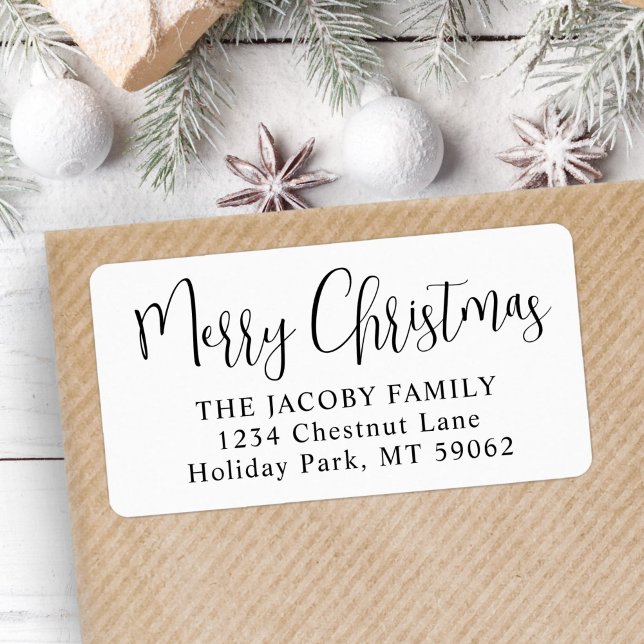 Any Text Trendy Script Christmas Return Address Label (Creator Uploaded)