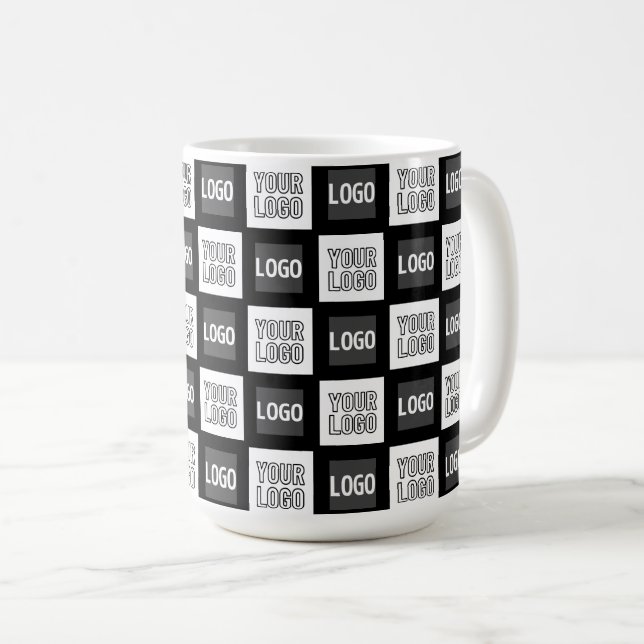 Any Two Logos or Images Repeating Pattern Coffee Mug (Front Right)