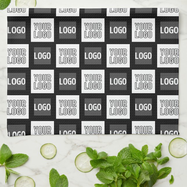 Any Two Logos or Images Repeating Pattern Kitchen Towel (Folded)