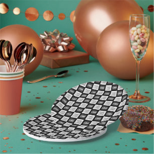 Any Two Logos or Images Repeating Pattern Paper Plate