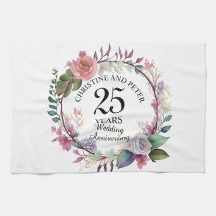 Any Wedding (25) Elegant Floral Anniversary Kitchen Towel