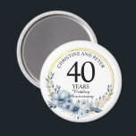 Any Wedding (40) Elegant Blue Floral Anniversary Magnet<br><div class="desc">Any Wedding Elegant Blue Floral Anniversary magnet - this elegant Blue Floral with Gold Frame any year wedding anniversary magnet can be personalized with your special wedding anniversary year!</div>
