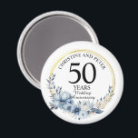 Any Wedding (50) Elegant Blue Floral Anniversary Magnet<br><div class="desc">Any Wedding Elegant Blue Floral Anniversary magnet - this elegant Blue Floral with Gold Frame any year wedding anniversary magnet can be personalized with your special wedding anniversary year!</div>