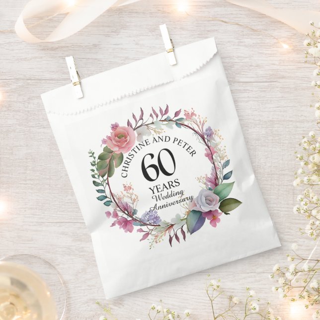Any Wedding (60) Elegant Floral Anniversary Favour Bag (Clipped)