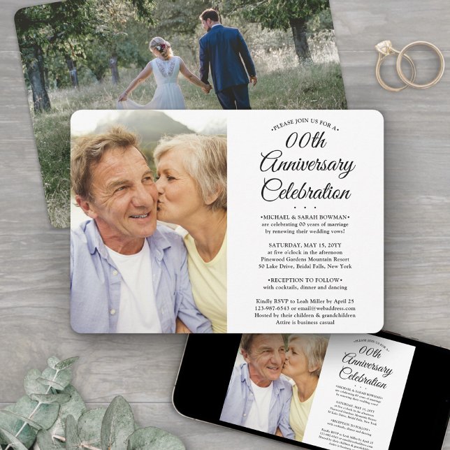 ANY Wedding Anniversary 2 Photo Elegant Party Invitation (Creator Uploaded)