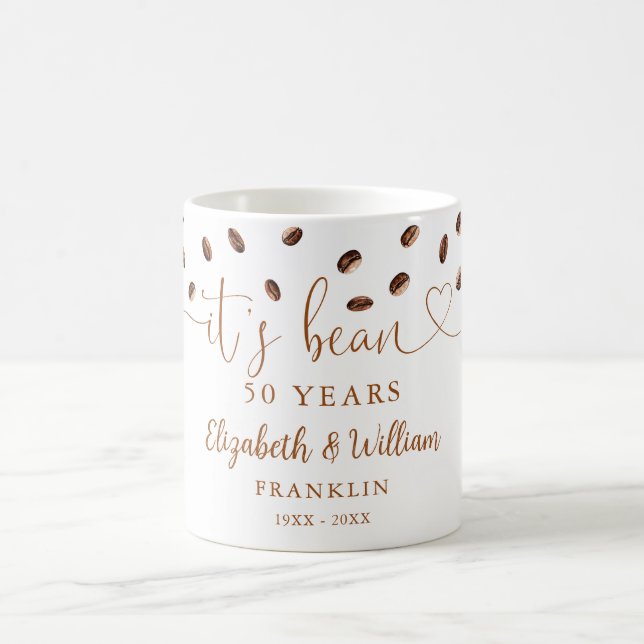 Any Wedding Anniversary Year Coffee Themed Coffee Mug (Center)