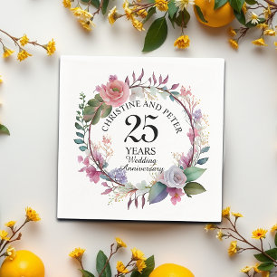 Any Wedding Elegant Floral Anniversary Napkin