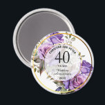 Any Wedding Gold Frame Purple Roses Anniversary  Magnet<br><div class="desc">An elegant any year wedding anniversary design with two gold frames and purple roses that can be personalized with your Anniversary details.</div>