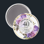 Any Wedding Gold Frame Purple Roses Anniversary  Magnet<br><div class="desc">An elegant any year wedding anniversary design with two gold frames and purple roses that can be personalized with your Anniversary details.</div>