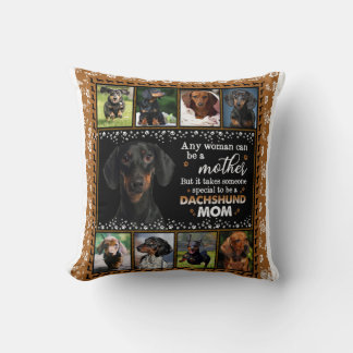 Any Woman Can Be A Dachshund Mom Dog Love Blanket Throw Pillow