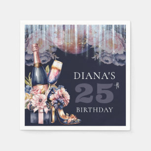 Any Year Adult Birthday Champagne Heels Napkin