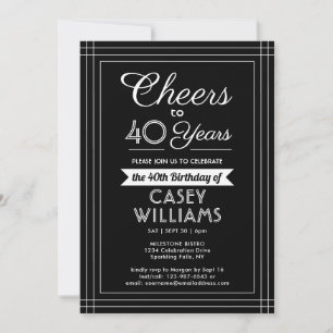 Any Year Birthday Cheers Black and White 4 Photo Invitation