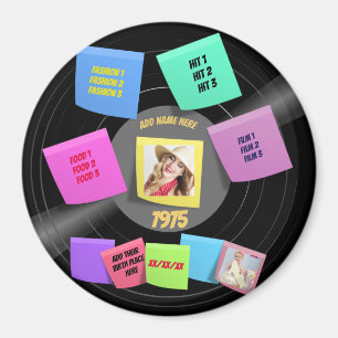ANY Year Born 60s 70s Vinyl Record Photo Custom Magnet