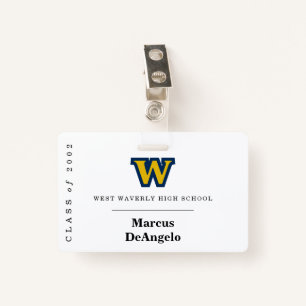 Any Year Class Reunion Name Badge / Tag with Logo 