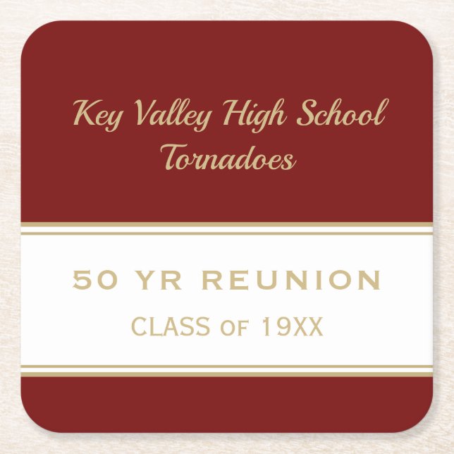 Any Year Custom Class Reunion party Paper Coaster (Front)