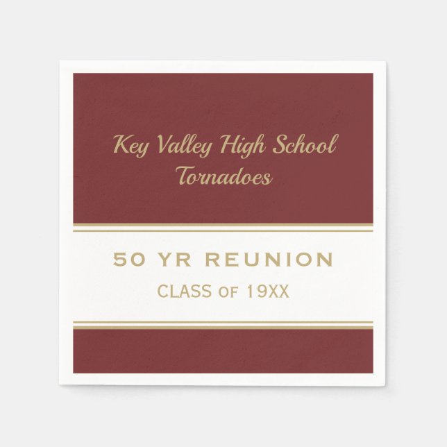 Any Year Custom Class Reunion party Paper Napkin (Front)
