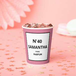 ANY YEAR Designer Perfume Bottle Birthday Paper Cups