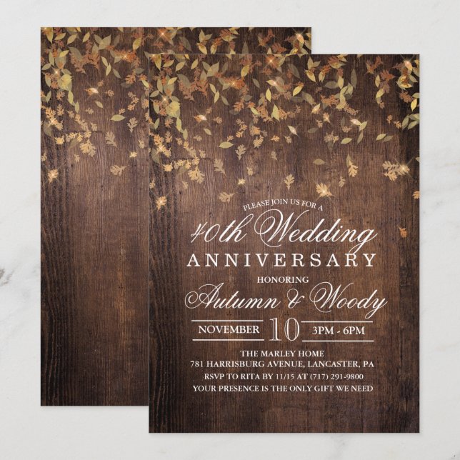 ANY YEAR - Fall Wedding Anniversary Invitation (Front/Back)