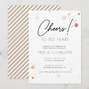 Any Year Gold Watercolor 50th Anniversary Party In Invitation