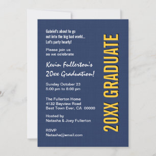 Any Year Graduation Party Blue and Gold v04 Invitation