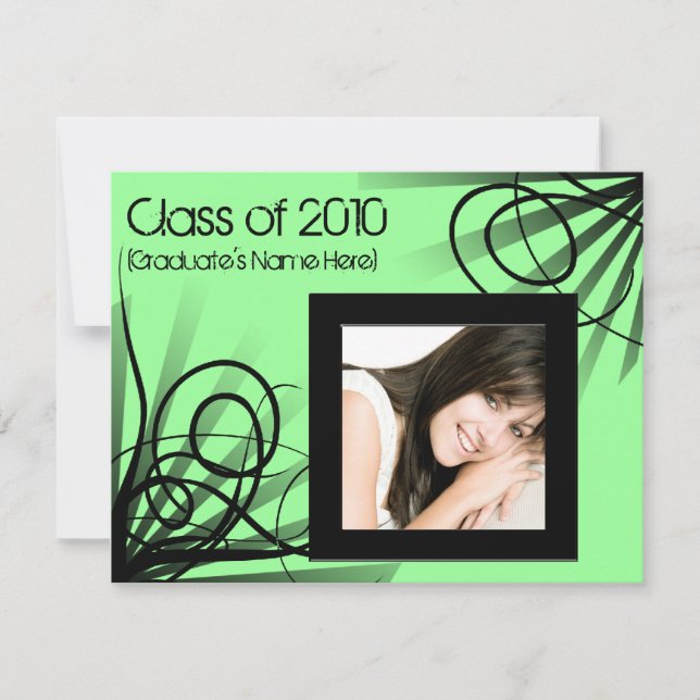 Any Year ~ Hot Green Photo Graduation/Party Invite (Front)