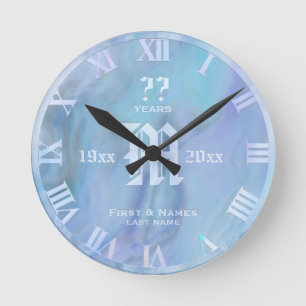 Any Year Opal Look Wedding Anniversary Round Clock