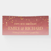 ANY YEAR Pink Gold Wedding Anniversary Banner