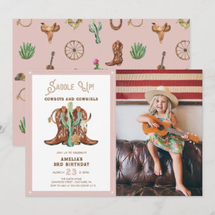 Any Year Pink  Western Cowgirl Birthday Invitation