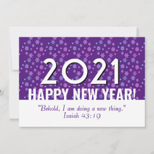 ANY YEAR Purple Snowflakes HAPPY NEW YEAR 2021 Holiday Card