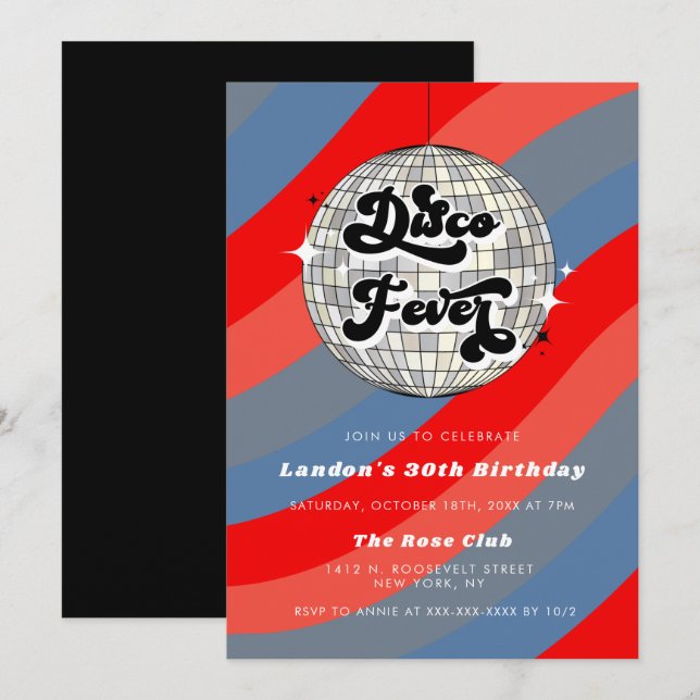 Any Year Retro Disco Ball Birthday Invitation (Front/Back)