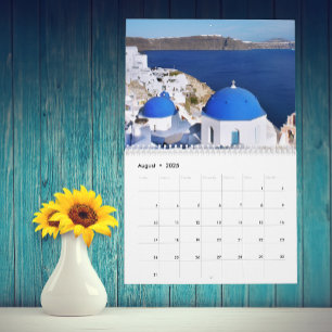 Any Year Santorini Greece Island Ocean Customize Calendar