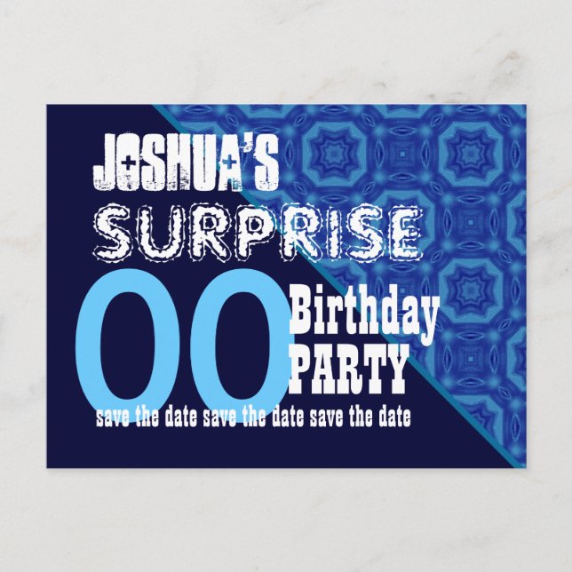 Any Year Surprise Birthday Save the Date W004Z Announcement Postcard (Front)