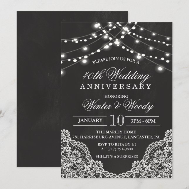 ANY YEAR - Wedding Anniversary Chalk Invitation (Front/Back)