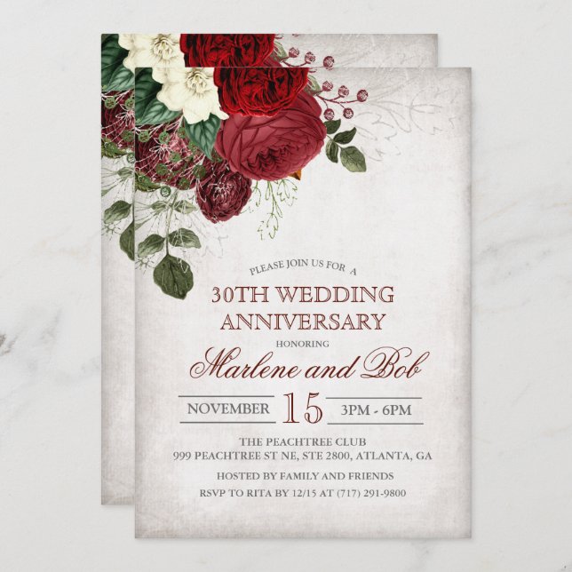 ANY YEAR - Wedding Anniversary Invitation (Front/Back)
