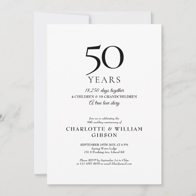 Any Year Wedding Anniversary Memories Gold Invitation (Front)