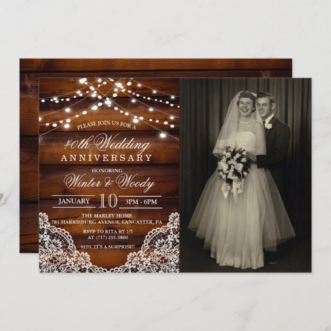 ANY YEAR - Wedding Anniversary Photo Invitation (Front/Back)