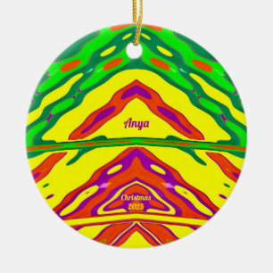ANYA  ~ 3D CHRISTMAS Red Green Yellow 2024 Ceramic Ornament