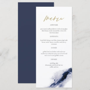ANYA Bohemian Navy Blue Watercolor Menu Card