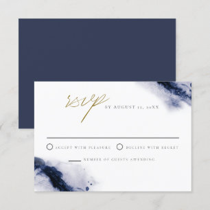 ANYA Bohemian Navy Blue Watercolor RSVP Card