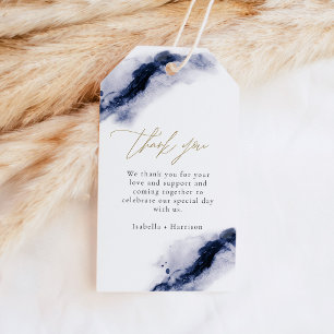 ANYA   Boho Navy Blue Watercolor Splash Gold Favou Gift Tags
