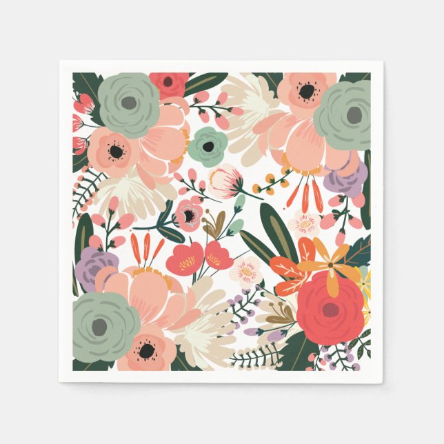 Anya Floral Custom Cocktail Napkin (Front)