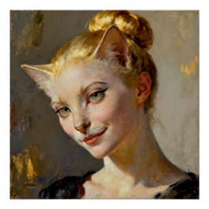 “Anya, Meticulously Content” – A Feminine Feline Poster
