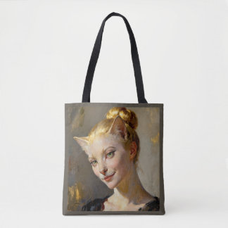 “Anya, Meticulously Content” – A Feminine Feline  Tote Bag