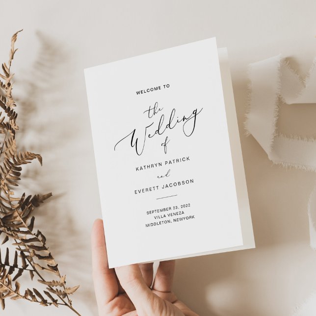 ANYA Minimalist Wedding Program Folded Card (Creator Uploaded)