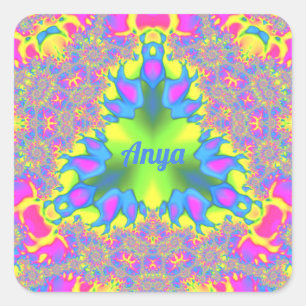 ANYA ~ Shades Yellow, Green, Pink, Blue   Square Sticker